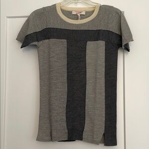 Gray and Cream Women's Top